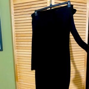 Off shoulder long sleeved black dress